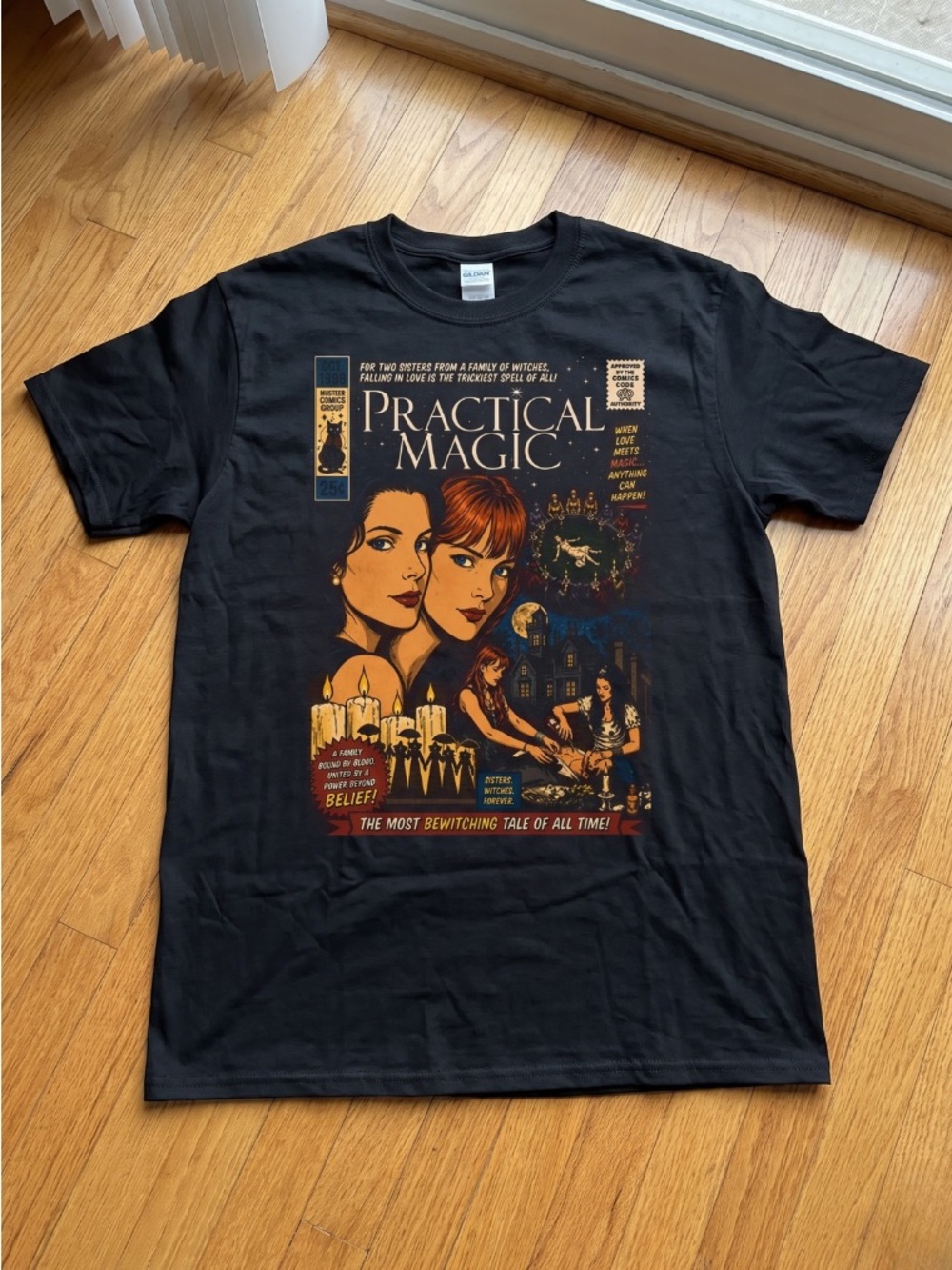 Practical Magic 1998 Movie Comic Book Graphic T-Shirt Vintage Witch Tee